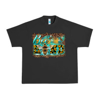 Pigment Black bee kind with sunflower and leopard background Urban Heavy Tee - Artiststas