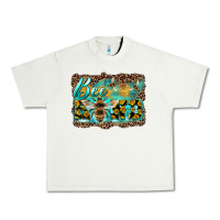 Pistachio bee kind with sunflower and leopard background Urban Heavy Tee - Artiststas