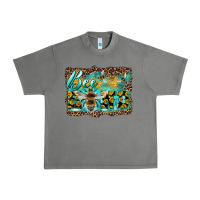 Tornado bee kind with sunflower and leopard background Urban Heavy Tee - Artiststas