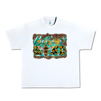White bee kind with sunflower and leopard background Urban Heavy Tee - Artiststas