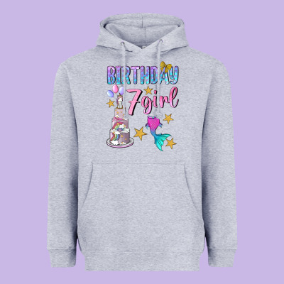 Birthday Girl 7 Heavyweight Hoodie Designed By Bundleandbundleshop