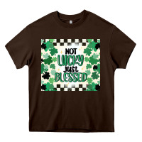 Chocolate Brown not lucky just blessed Heavy Core Tee - MaliasSmallBusiness