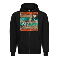 Black Leopard Cowhide Pattern Zipper Hoodie - CowCowDesign
