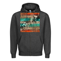 Charcoal Heather Leopard Cowhide Pattern Zipper Hoodie - CowCowDesign