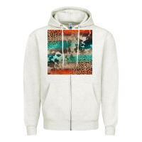 Oatmeal Heather Leopard Cowhide Pattern Zipper Hoodie - CowCowDesign
