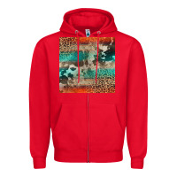 Red Leopard Cowhide Pattern Zipper Hoodie - CowCowDesign