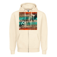 Sandshell Leopard Cowhide Pattern Zipper Hoodie - CowCowDesign