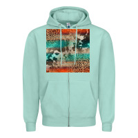 Seafoam Leopard Cowhide Pattern Zipper Hoodie - CowCowDesign