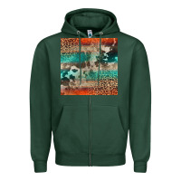 Sports Green Leopard Cowhide Pattern Zipper Hoodie - CowCowDesign