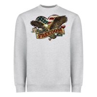 Heather Grey Freedom America Eagle 4th of july Heavyweight Sweatshirt - HowdyJamesFarm