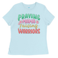 Baby Blue prying mama raising warriors malia Ladies Tee - MaliasSmallBusiness