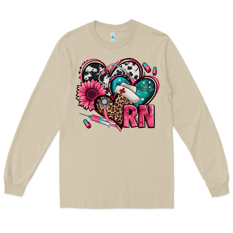 Rn Registered Nurse Hearts Long Sleeve Tee by Jasminsmagicworld | Teevron
