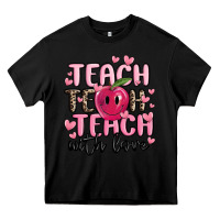 Black teach teach teach with love Heavy Core Tee - MaliasSmallBusiness