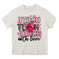 Cream teach teach teach with love Heavy Core Tee - MaliasSmallBusiness