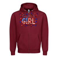 Burgundy all american girl doodle letters Zipper Hoodie - CowCowDesign