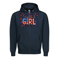 Navy all american girl doodle letters Zipper Hoodie - CowCowDesign