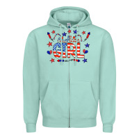 Seafoam all american girl doodle letters Zipper Hoodie - CowCowDesign