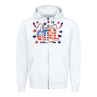 White all american girl doodle letters Zipper Hoodie - CowCowDesign