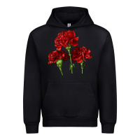 Black Scarlet Red Carnation Illustrations Urban Hoodie - LillyAllenDesigns