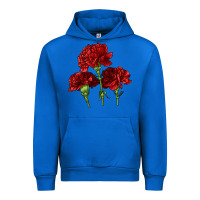 Cobalt Scarlet Red Carnation Illustrations Urban Hoodie - LillyAllenDesigns