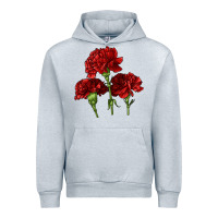 Heather Grey Scarlet Red Carnation Illustrations Urban Hoodie - LillyAllenDesigns