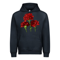 Navy Scarlet Red Carnation Illustrations Urban Hoodie - LillyAllenDesigns