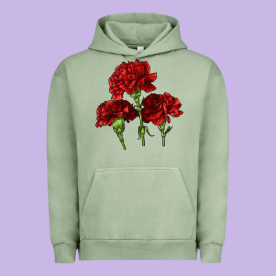 Scarlet Red Carnation Illustrations Urban Hoodie Designed By Lillyallendesigns
