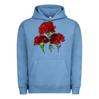 Pigment Pebble Blue Scarlet Red Carnation Illustrations Urban Hoodie - LillyAllenDesigns