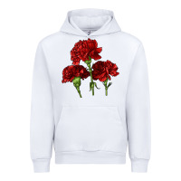 White Scarlet Red Carnation Illustrations Urban Hoodie - LillyAllenDesigns