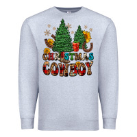 Heather Grey christmas cowboy Premium Sweatshirt - FaDigitalArtStudio