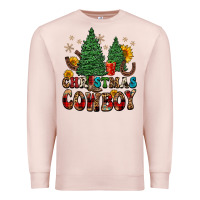 Pale Pink christmas cowboy Premium Sweatshirt - FaDigitalArtStudio