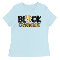 Baby Blue black excellence Ladies Tee - MaliasSmallBusiness