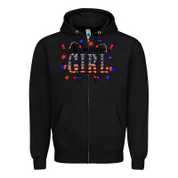 Black All American Girl Zipper Hoodie - CowCowDesign