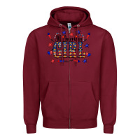 Burgundy All American Girl Zipper Hoodie - CowCowDesign