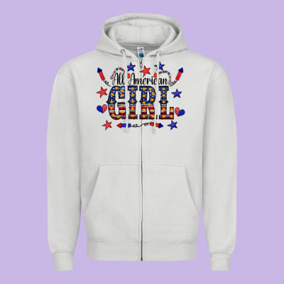 All American Girl Zipper Hoodie Designed By Cowcowdesign
