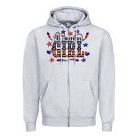 Heather Grey All American Girl Zipper Hoodie - CowCowDesign