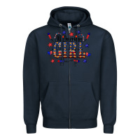 Navy All American Girl Zipper Hoodie - CowCowDesign