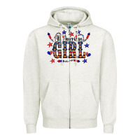 Oatmeal Heather All American Girl Zipper Hoodie - CowCowDesign
