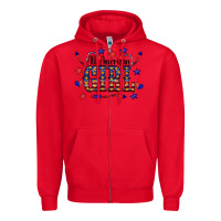Red All American Girl Zipper Hoodie - CowCowDesign