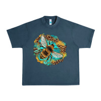 Midnight Navy leopard honeycomb with bee Urban Heavy Tee - Artiststas