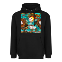 Black baseball glove and bat with serape seamless pattern Heavyweight Hoodie - BundleAndBundleShop
