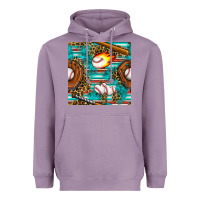 Lavender baseball glove and bat with serape seamless pattern Heavyweight Hoodie - BundleAndBundleShop