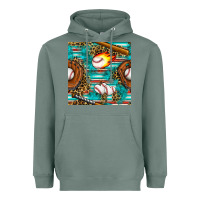 Sage baseball glove and bat with serape seamless pattern Heavyweight Hoodie - BundleAndBundleShop