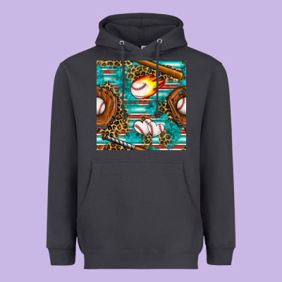 Baseball Glove And Bat With Serape Seamless Pattern Heavyweight Hoodie Designed By Bundleandbundleshop