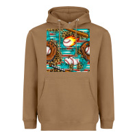 Toasted Coconut baseball glove and bat with serape seamless pattern Heavyweight Hoodie - BundleAndBundleShop