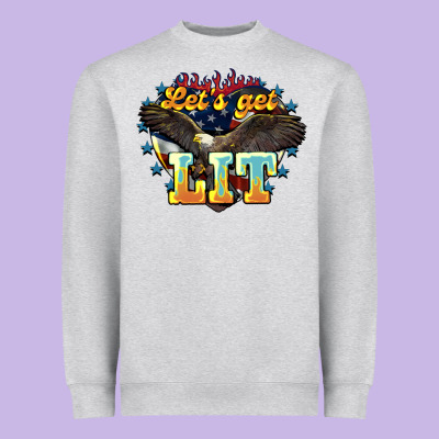 Let's Get Lit America Eagle 4th Of July Heavyweight Sweatshirt Designed By Howdyjamesfarm