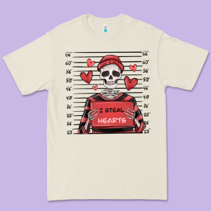 I Steal Hearts Skeleton Valentine's Day Premium Tee Designed By Maliassmallbusiness