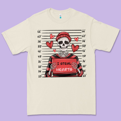 I Steal Hearts Skeleton Valentine's Day Premium Tee Designed By Maliassmallbusiness