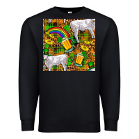Black St. Patricks Cow With Rainbow And Beer Seamless Premium Sweatshirt - FaDigitalArtStudio