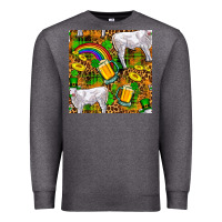 Charcoal Heather St. Patricks Cow With Rainbow And Beer Seamless Premium Sweatshirt - FaDigitalArtStudio